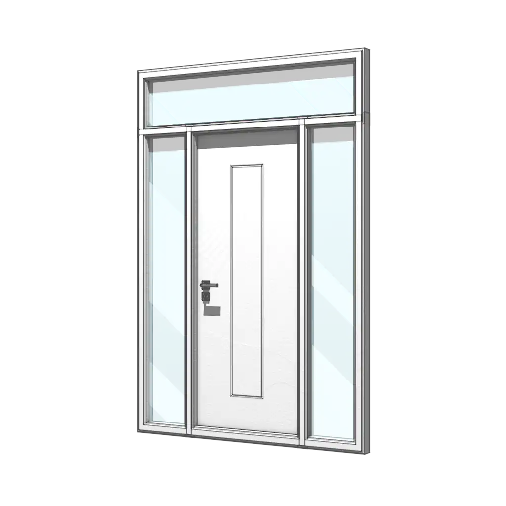 Single Door with Double Sidelite and Rectangle Transom